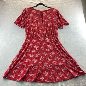 LOFT Red Floral Dress